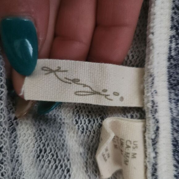 Kenji Drawstring Waist Sweatshirt Material Mini Skirt Blue Striped Size Medium - Picture 4 of 9